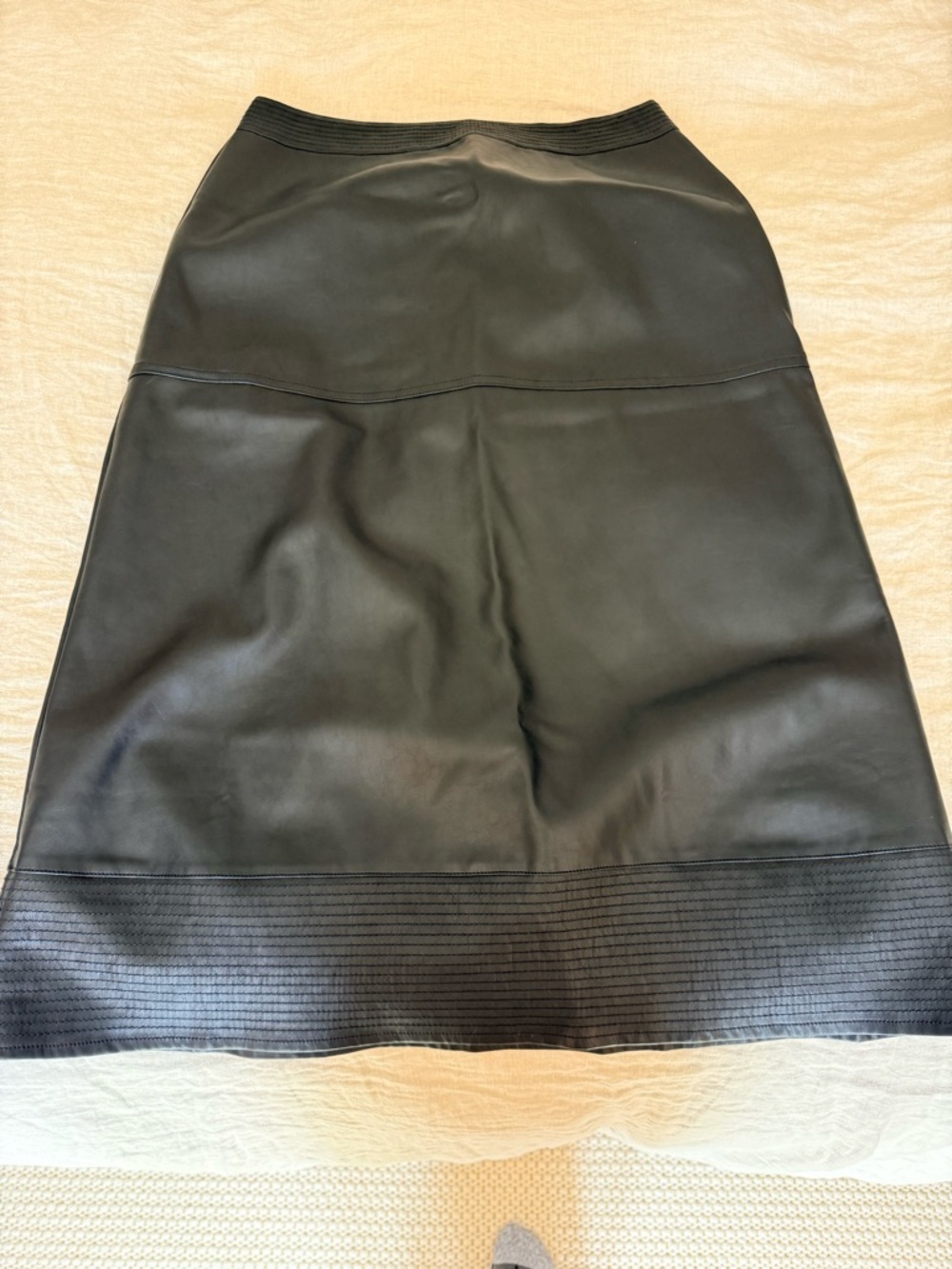 Black Leather A-Line Skirt